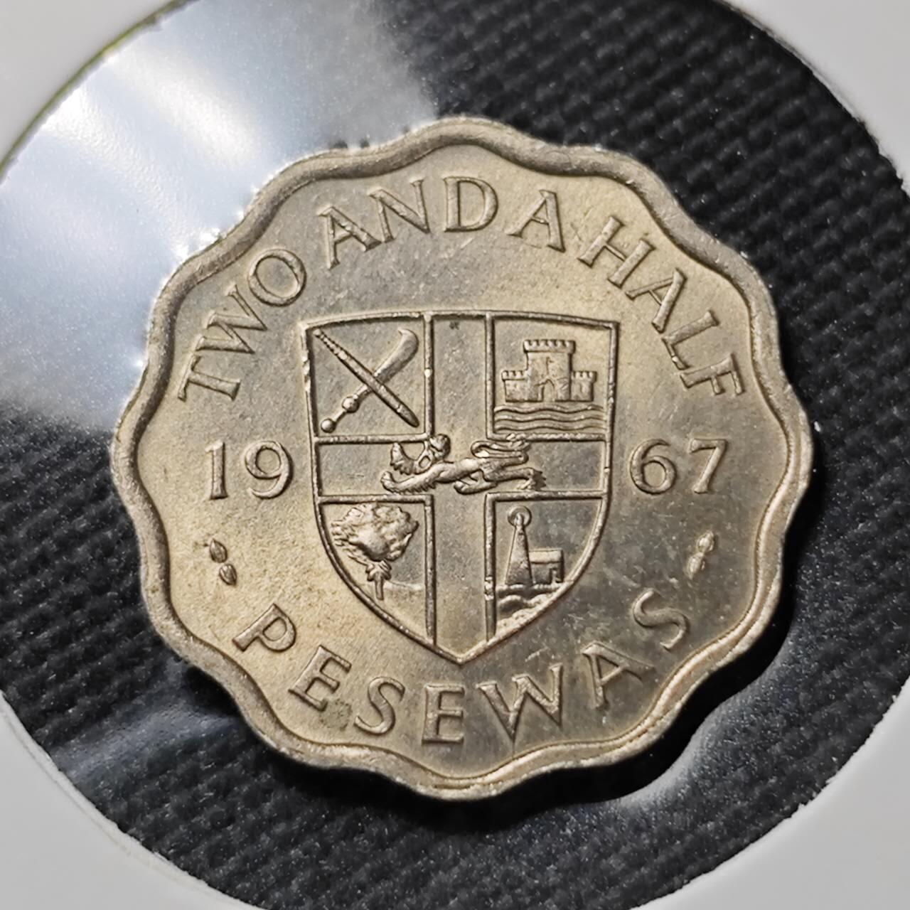 KK钱币收藏小铺  第390期  2月预留时间 周末发货  1967加纳2.5比塞瓦