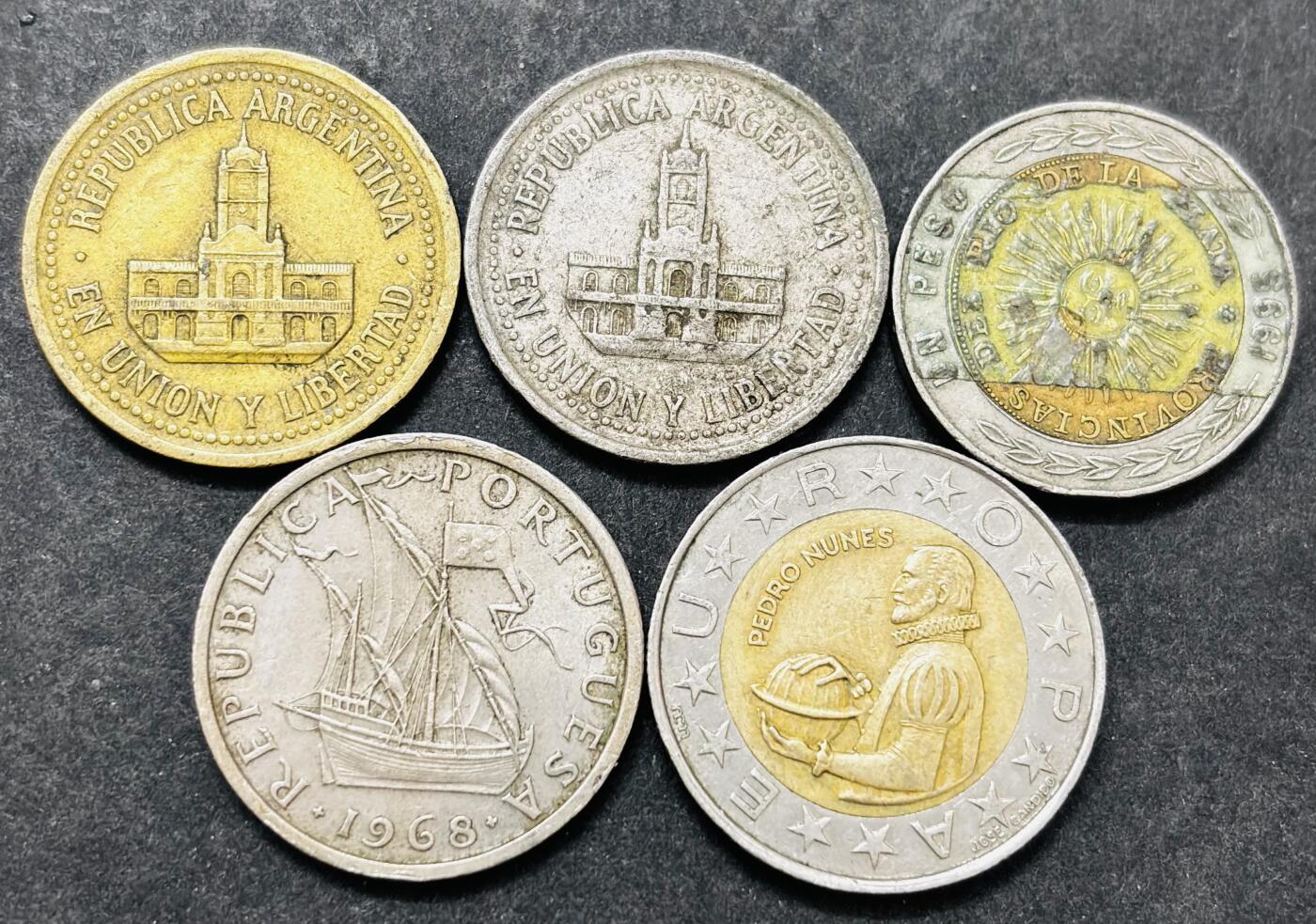 文馨钱币收藏 2026新年第五场（第 291 场）【长期接代拍品】 阿根廷，葡萄牙一组 5 枚