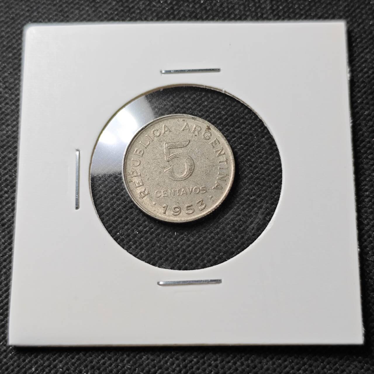 KK钱币收藏小铺  第389期  2月预留时间 周末发货  1953阿根廷5分