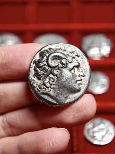 古希腊亚历山大大帝公羊角雅典娜女神四德银币 - 古希腊亚历山大大帝公羊角雅典娜女神四德银币