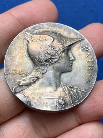 《竞宝斋》第462场 周日，周一，2场连拍 （全场包邮）欢迎送拍 - 法国军官联谊会镀银铜章 35.2克 40mm 丰饶角铜标