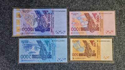 【礼羽收藏】🌏世界钱币拍卖第122期 - （一组4张）非洲 西非 500.1000.2000.10000  全部首版首签 全新UNC