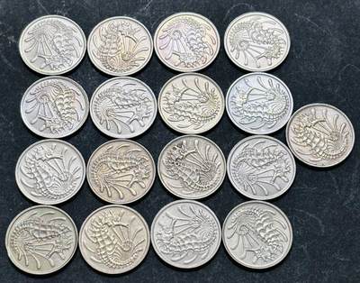 文馨钱币收藏 2026新年第五场（第 291 场）【长期接代拍品】 - 全新新加坡1967 年--1984 年 10 分海马，全套缺 85 年，几乎都带彩