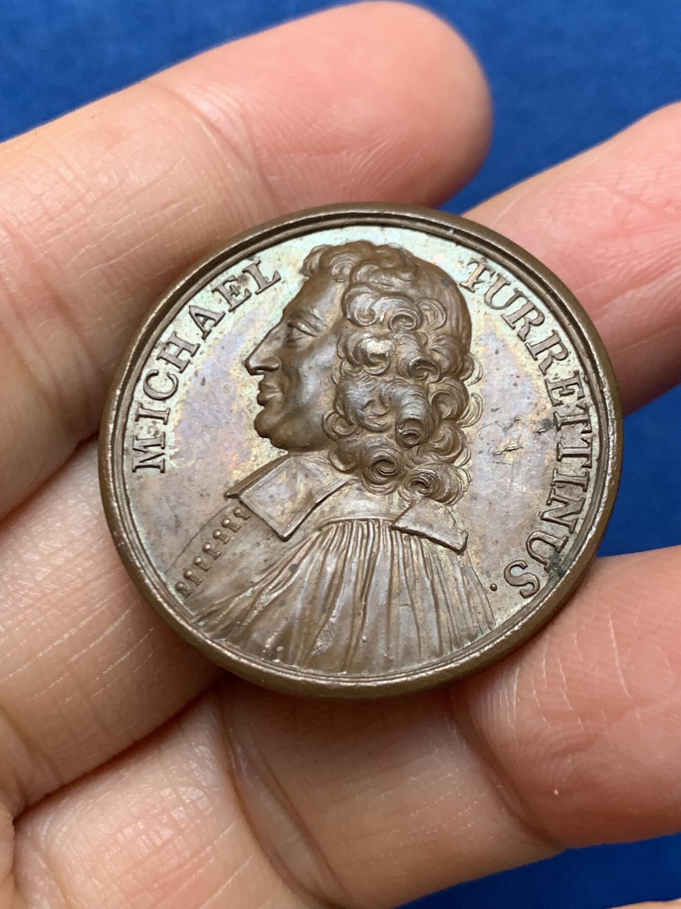 《竞宝斋》第462场 周日，周一，2场连拍 （全场包邮）欢迎送拍 瑞士迈克尔·图雪蒂努斯纪念章 16.2克 31.5mm