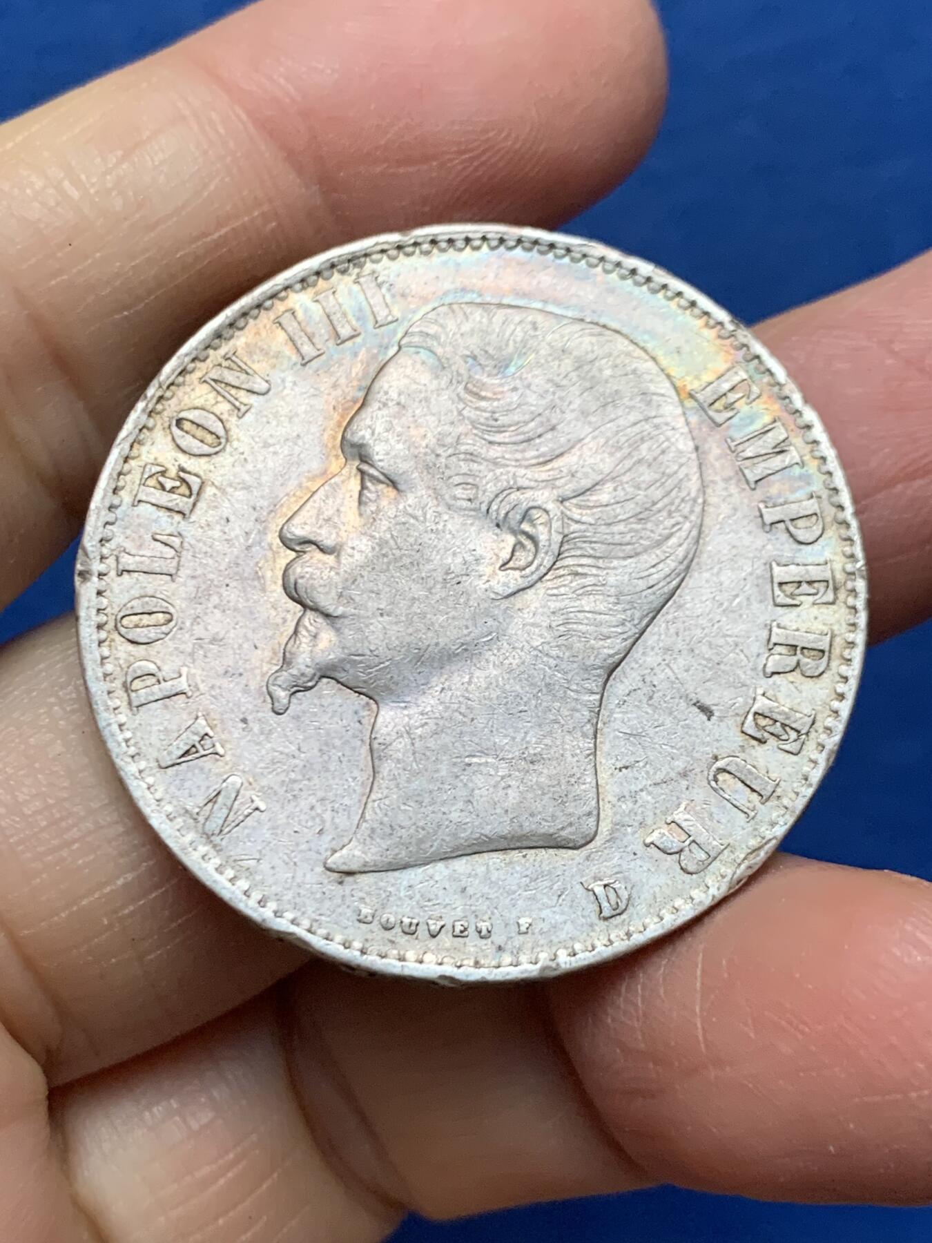 《竞宝斋》第462场 周日，周一，2场连拍 （全场包邮）欢迎送拍 法国1856年D版特年版拿破仑三世5法郎银币，克劳斯目录价高