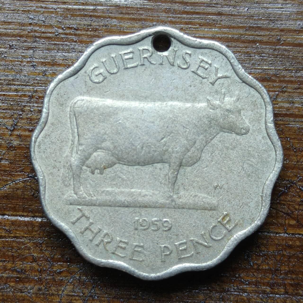 【铜匠收藏】★第140场★散币场。不寄存，30包邮。不满30元，支付5元运费。《接受代拍 代送NGC评级》 84【无寄存】根西岛 1959年 3便士 厚版