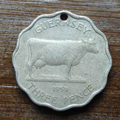 【铜匠收藏】★第140场★散币场。不寄存，30包邮。不满30元，支付5元运费。《接受代拍 代送NGC评级》 - 84【无寄存】根西岛 1959年 3便士 厚版