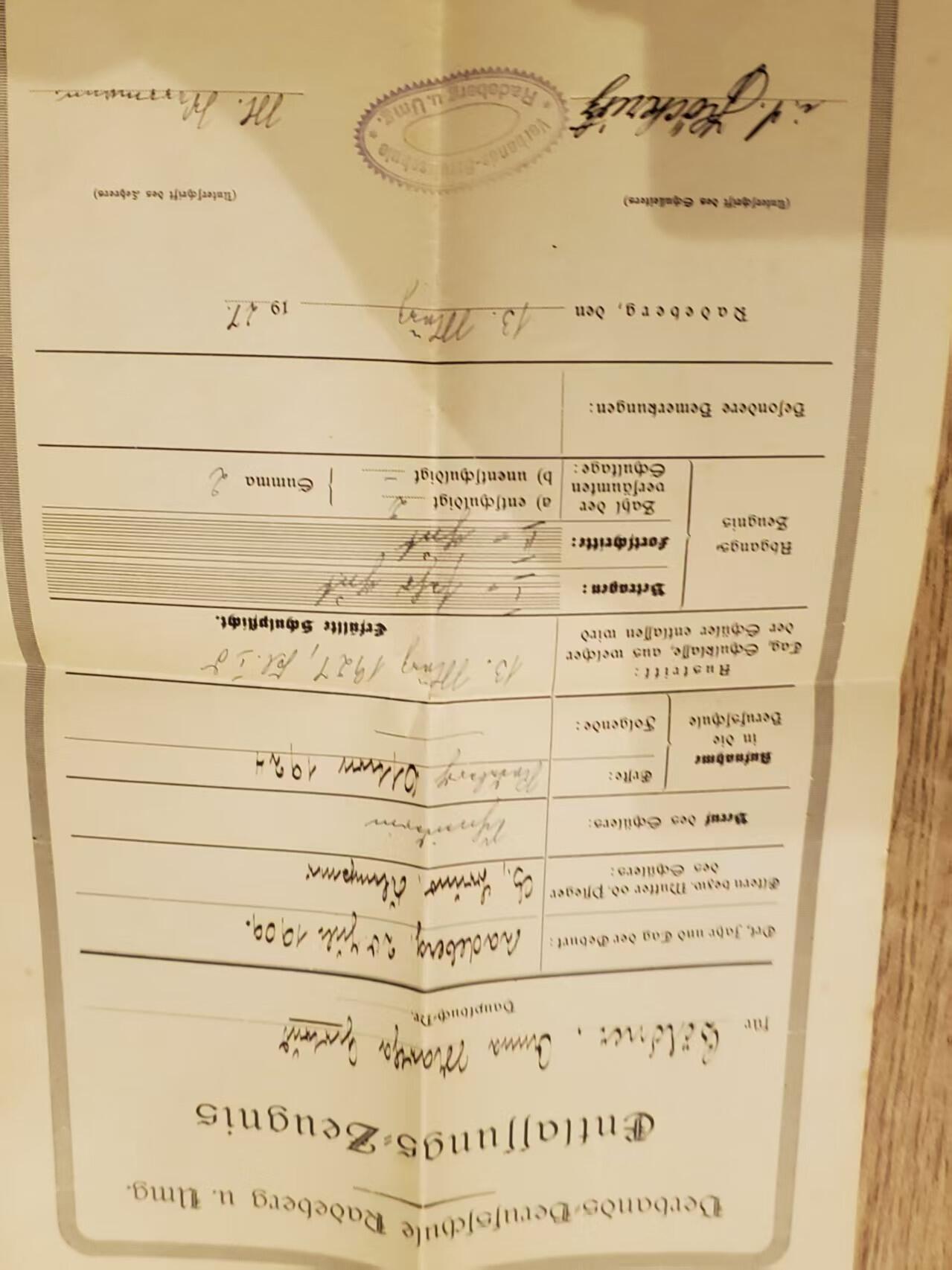 韵星假日拍卖第三十八期 -- Rimey Holidays Auction 38 帝德-魏玛-nazi德国民事服务大全套套证 魏玛时期工艺与裁缝优秀手工者大证书 魏玛时期登记册 帝德魏玛时期信件 文件 nazi德国帝国手工艺术登记局等级证 保存非常完好 纸张均无损