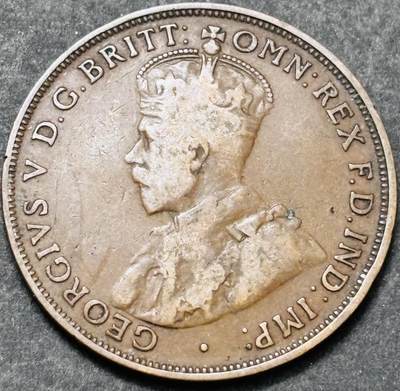 文馨钱币收藏 2026新年第五场（第 291 场）【长期接代拍品】 - 1917 年英属澳大利亚乔治五世 1 便士大铜币 I 版，微微不平