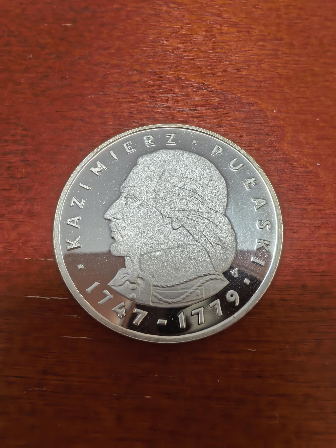 长老汇蛇年精选第九十六场拍卖 1976波兰卡齐米日·普拉斯基100兹罗提精制银币，16.5克625银