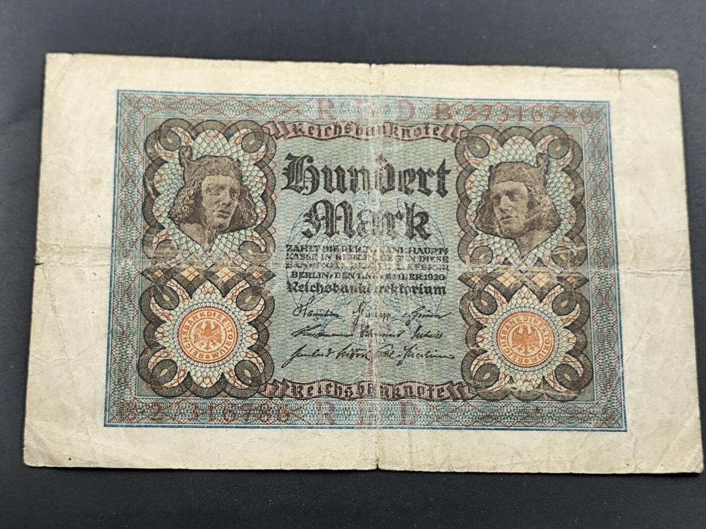 1月25日徽章钱币专场 德国100马克纸币