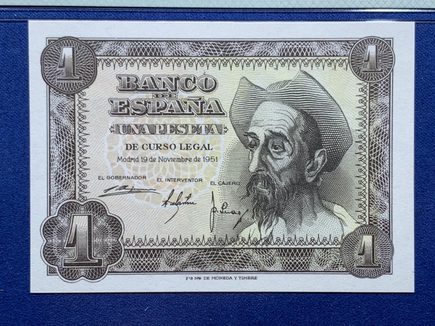 《竞宝斋》第462场 周日，周一，2场连拍 （全场包邮）欢迎送拍 PMG 65EPQ 1951年西班牙早期1比塞塔