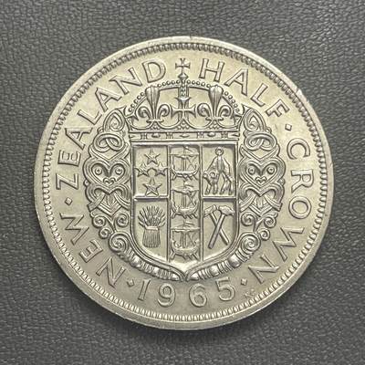 回流0201 - 极美未使用 新西兰1965年半克朗铜镍币 发行量20万枚