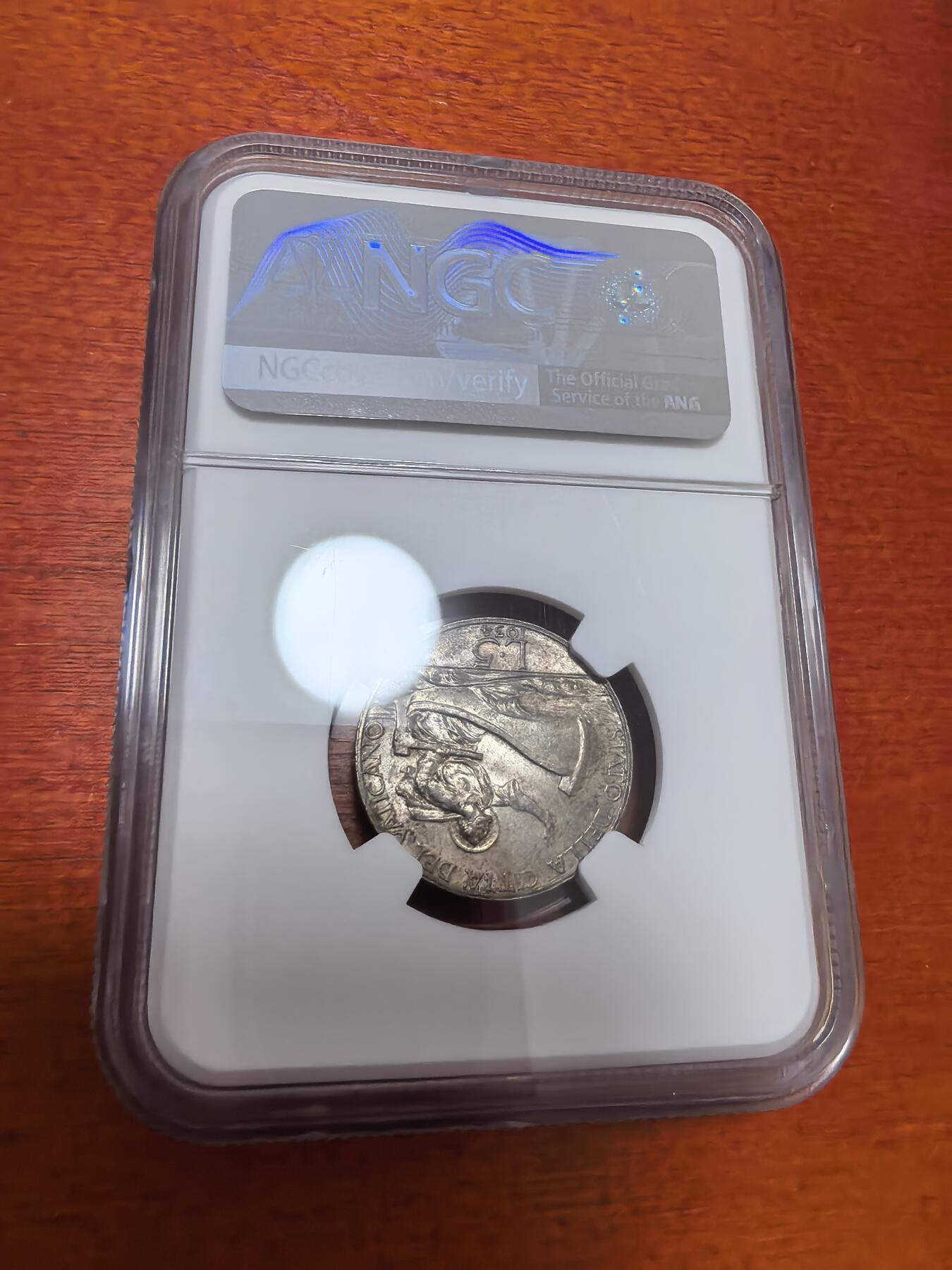 长老汇蛇年精选第九十六场拍卖 1934梵蒂冈教皇庇护十一世划船5里拉银币，NGC MS63，亚军，更高1枚