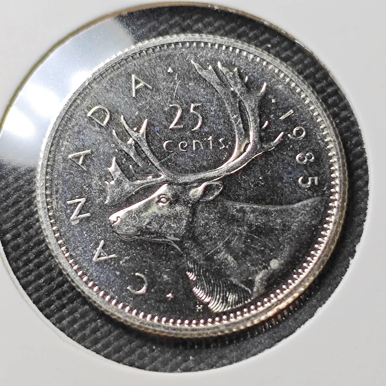 KK钱币收藏小铺  第390期  2月预留时间 周末发货  1985加拿大25分精制币