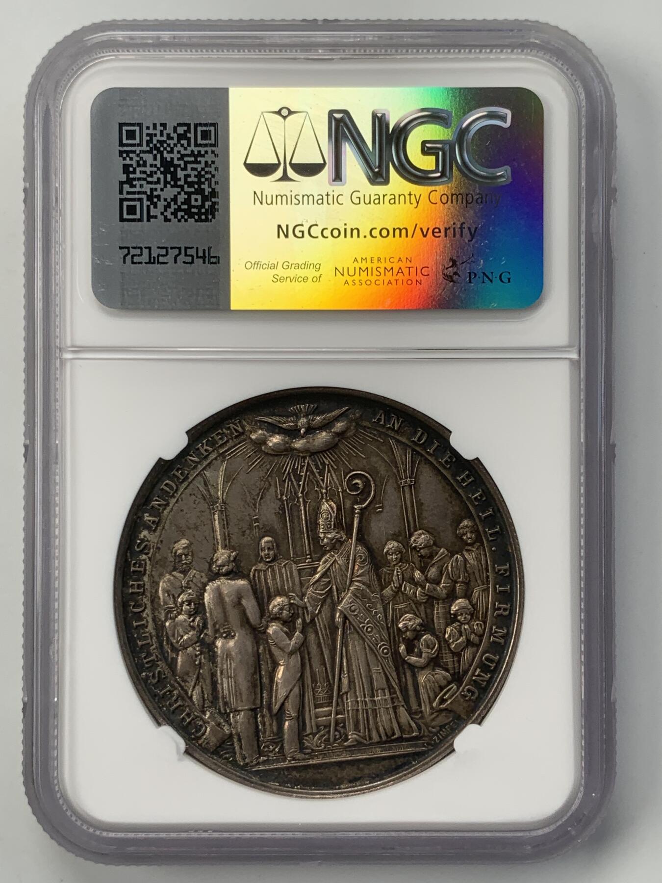 掌中浮雕-藏着的欧洲第051场 NGC MS61 ：奥地利林茨主教弗朗茨·玛丽亚·多佩尔鲍尔坚信礼纪念大银章，42mm