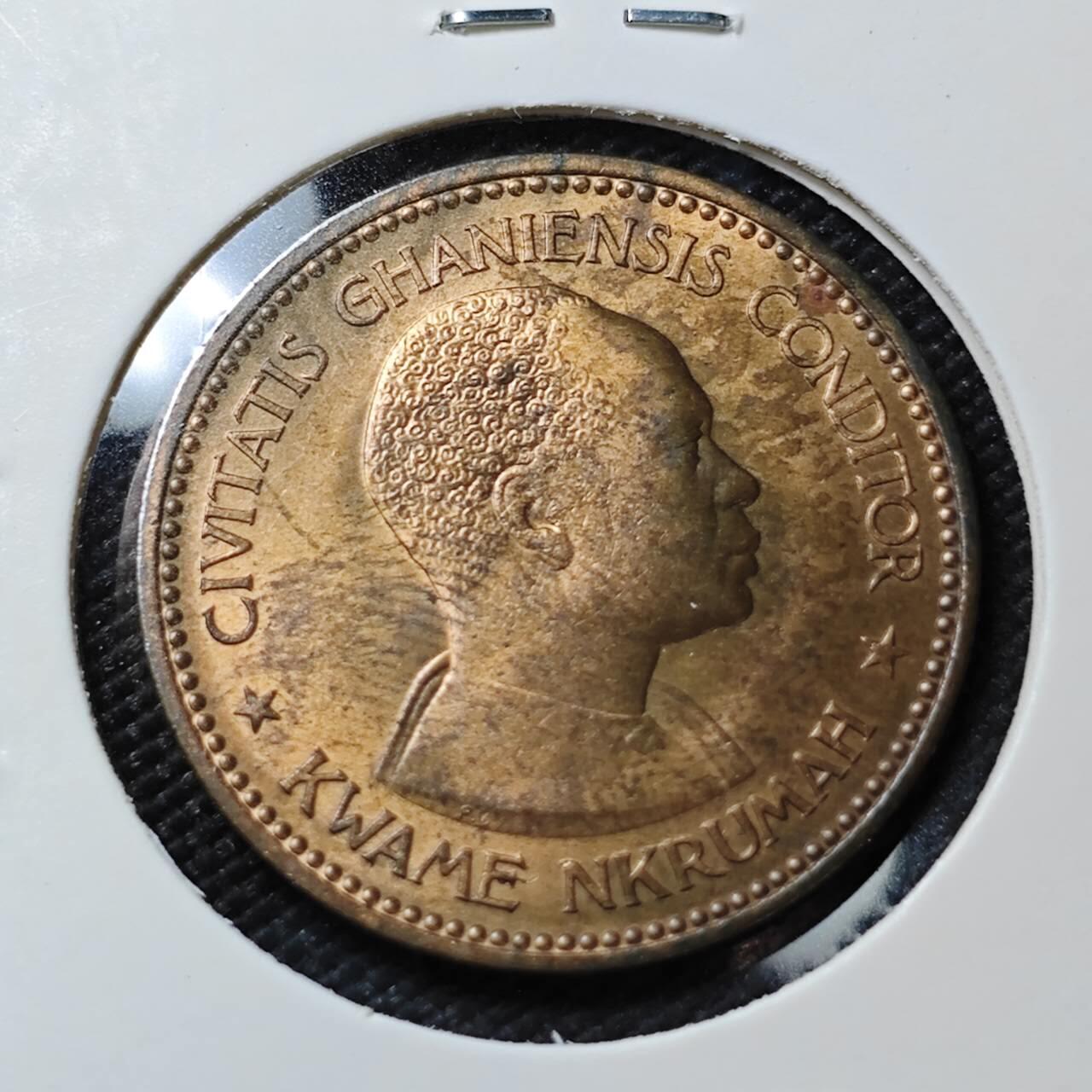 KK钱币收藏小铺  第390期  2月预留时间 周末发货  1958加纳1便士铜币 好品