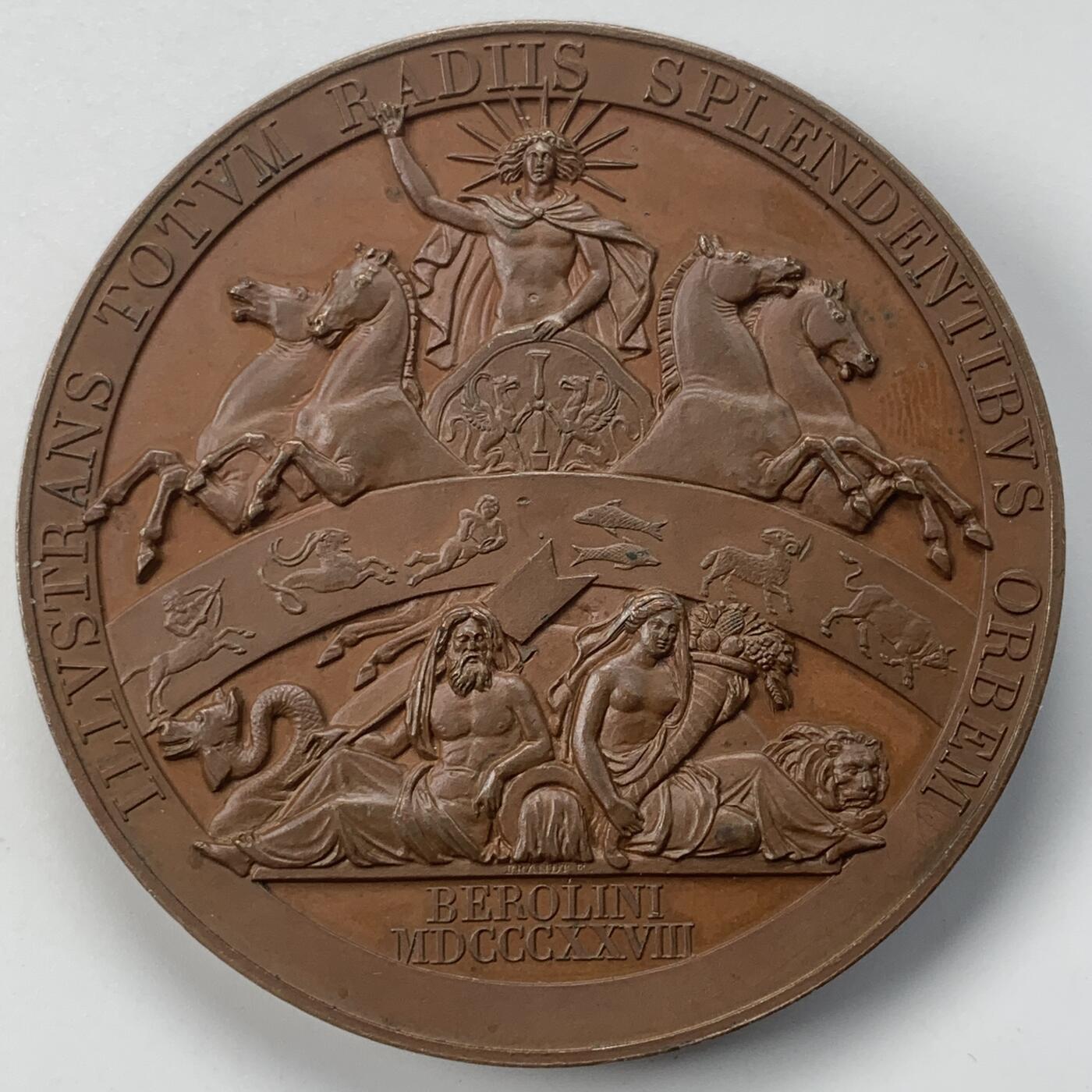 掌中浮雕-藏着的欧洲第051场 1828年普鲁士洪堡自然科学院铜章，63mm