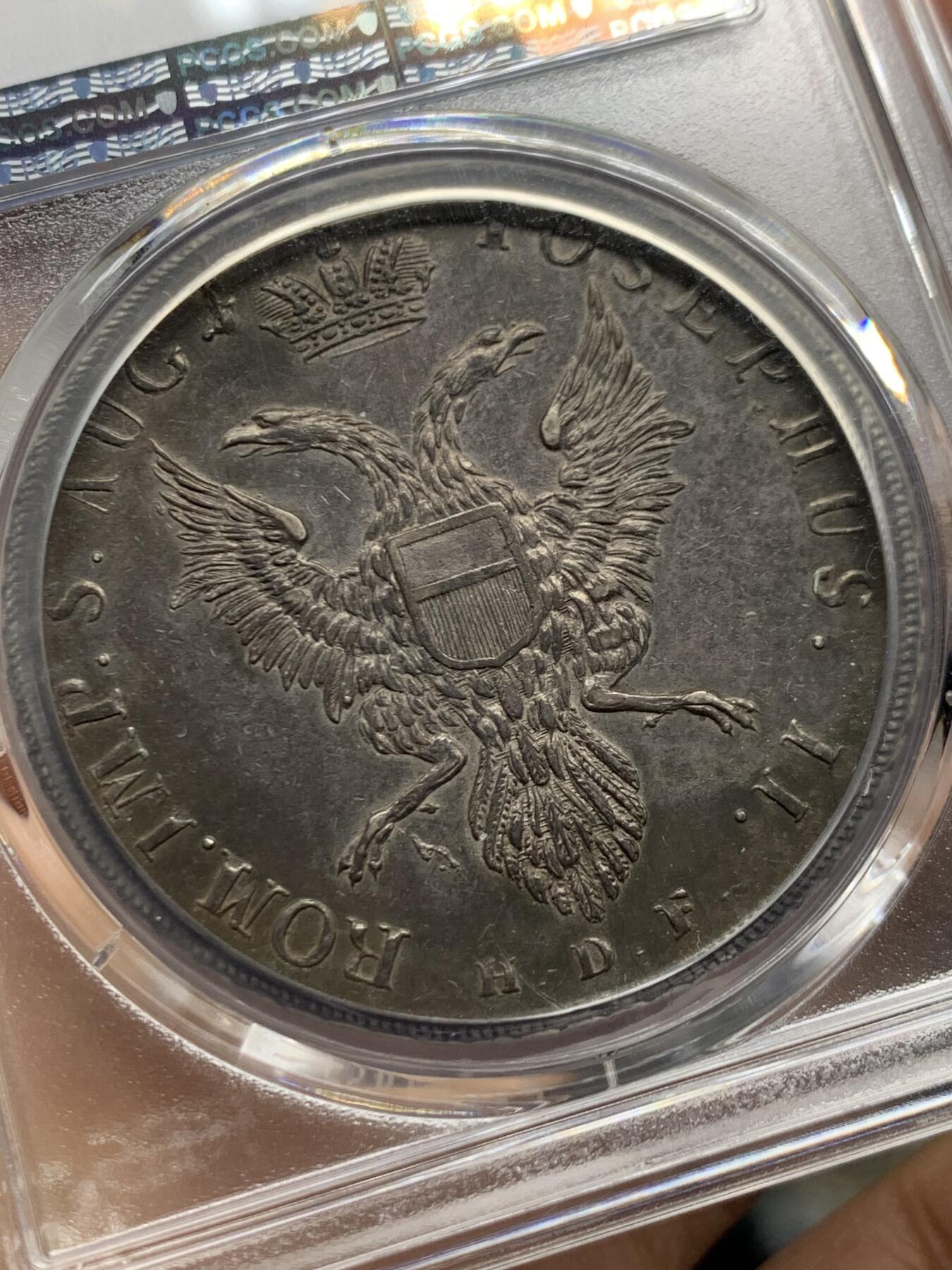 《竞宝斋》第462场 周日，周一，2场连拍 （全场包邮）欢迎送拍 PCGS AU55 德国 1776年  吕贝克自由汉萨城市 圣约翰与羔羊泰勒大银币 稀见品种 独年发行