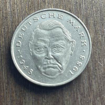 【本场4.12号发货】★第145加场★精品硬币 套币专场 不寄存，200包邮。不满200元，支付5元运费。《接受代拍 代送NGC评级》 - 10【无寄存】1988 德国 德维希.艾哈德 2马克 镍币