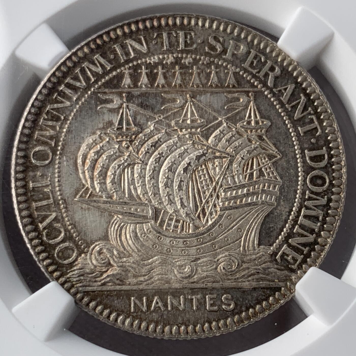 掌中浮雕-藏着的欧洲第051场 NGC MS65 ：法国南特市商会银章，32mm