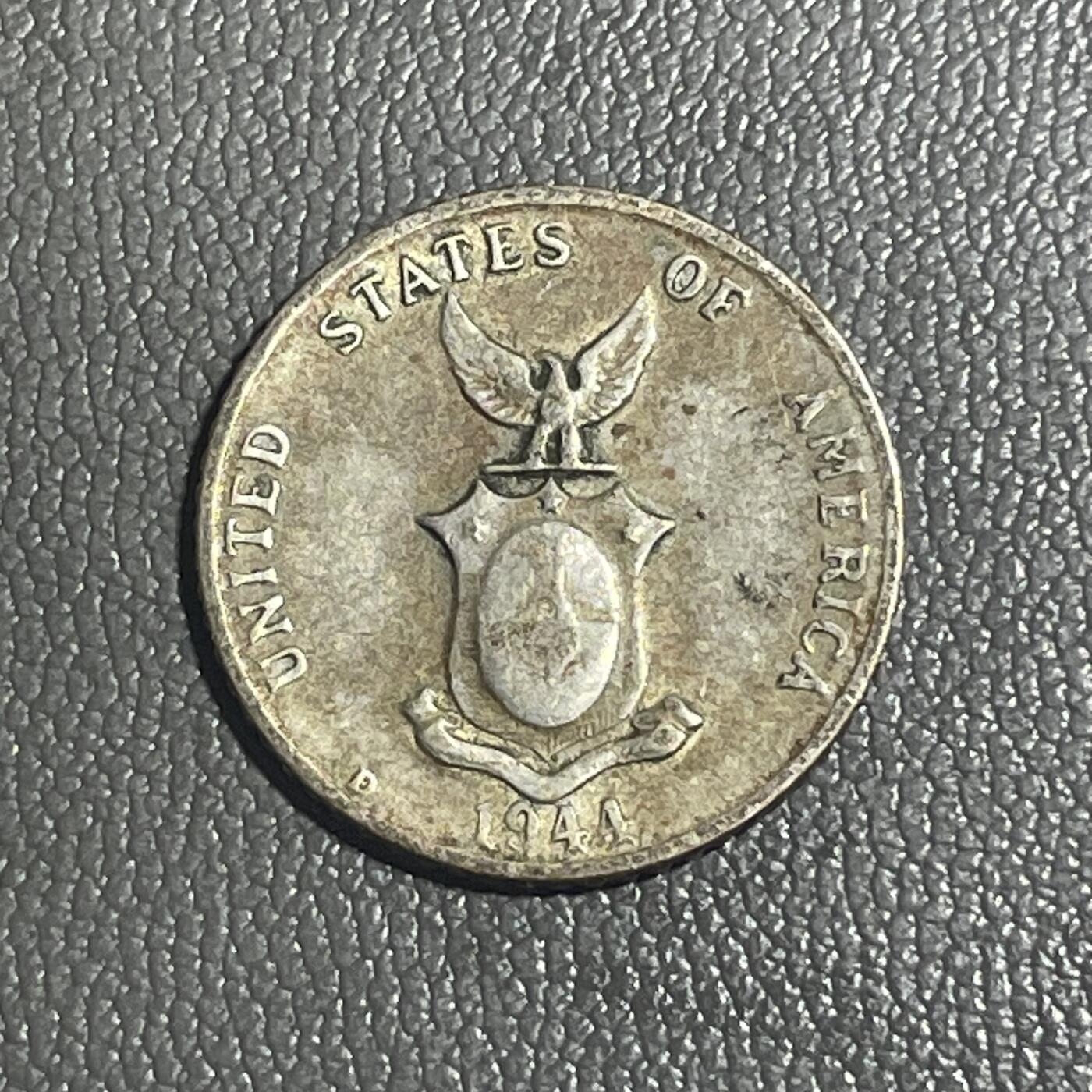 回流0201 美占菲律宾1944年10分银币 银价2*75%*24=36元