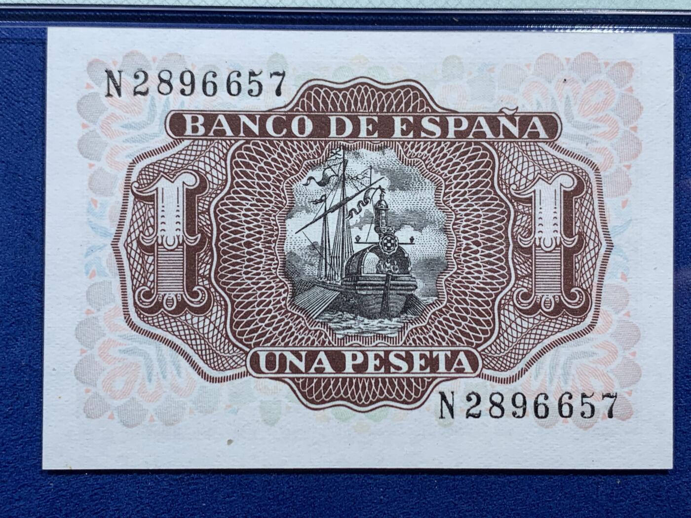 《竞宝斋》第462场 周日，周一，2场连拍 （全场包邮）欢迎送拍 PMG 65EPQ 1953年西班牙早期1比塞塔