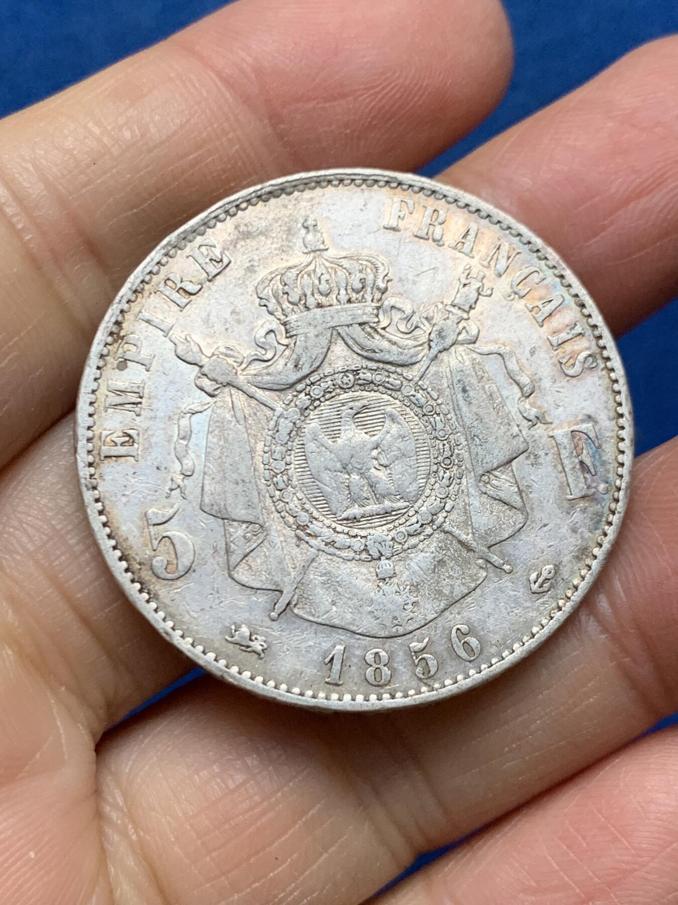 《竞宝斋》第462场 周日，周一，2场连拍 （全场包邮）欢迎送拍 法国1856年D版特年版拿破仑三世5法郎银币，克劳斯目录价高