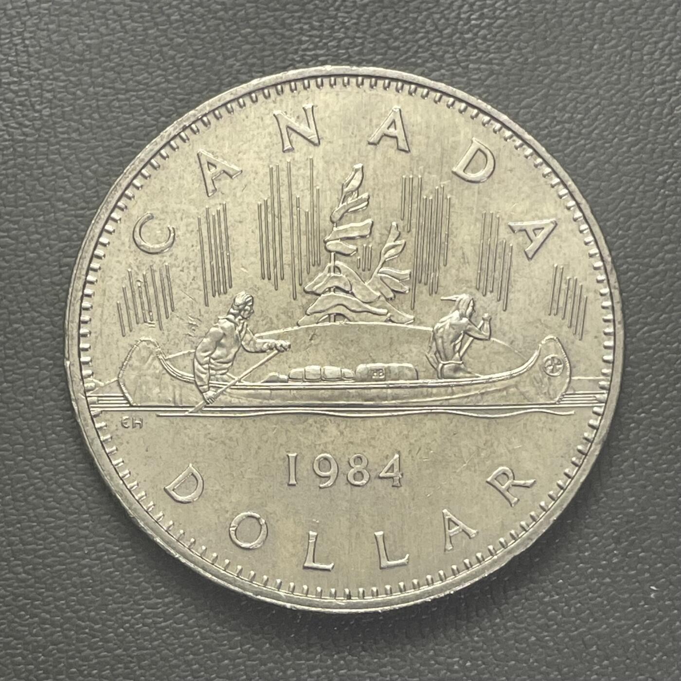 回流0201 加拿大1984年1加元 独木舟、北极光