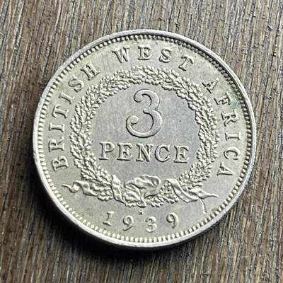 【本场4.12号发货】★第145加场★精品硬币 套币专场 不寄存，200包邮。不满200元，支付5元运费。《接受代拍 代送NGC评级》 - 60【无寄存】1939 英属西非 乔六 3便士 镍币