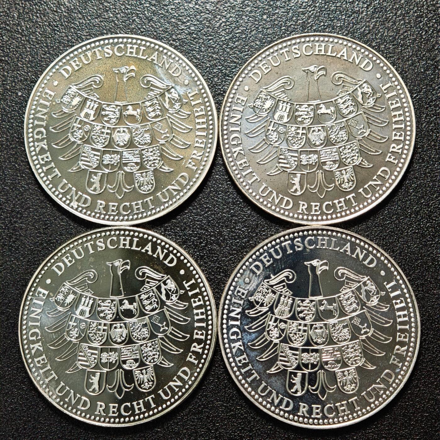 【德藏】世界币章拍卖第163期（拍品征集中~欢迎藏友联系） 4枚一组 现代德国纪念银章 333银 直径约：36mm/枚；重约：14.6g/枚