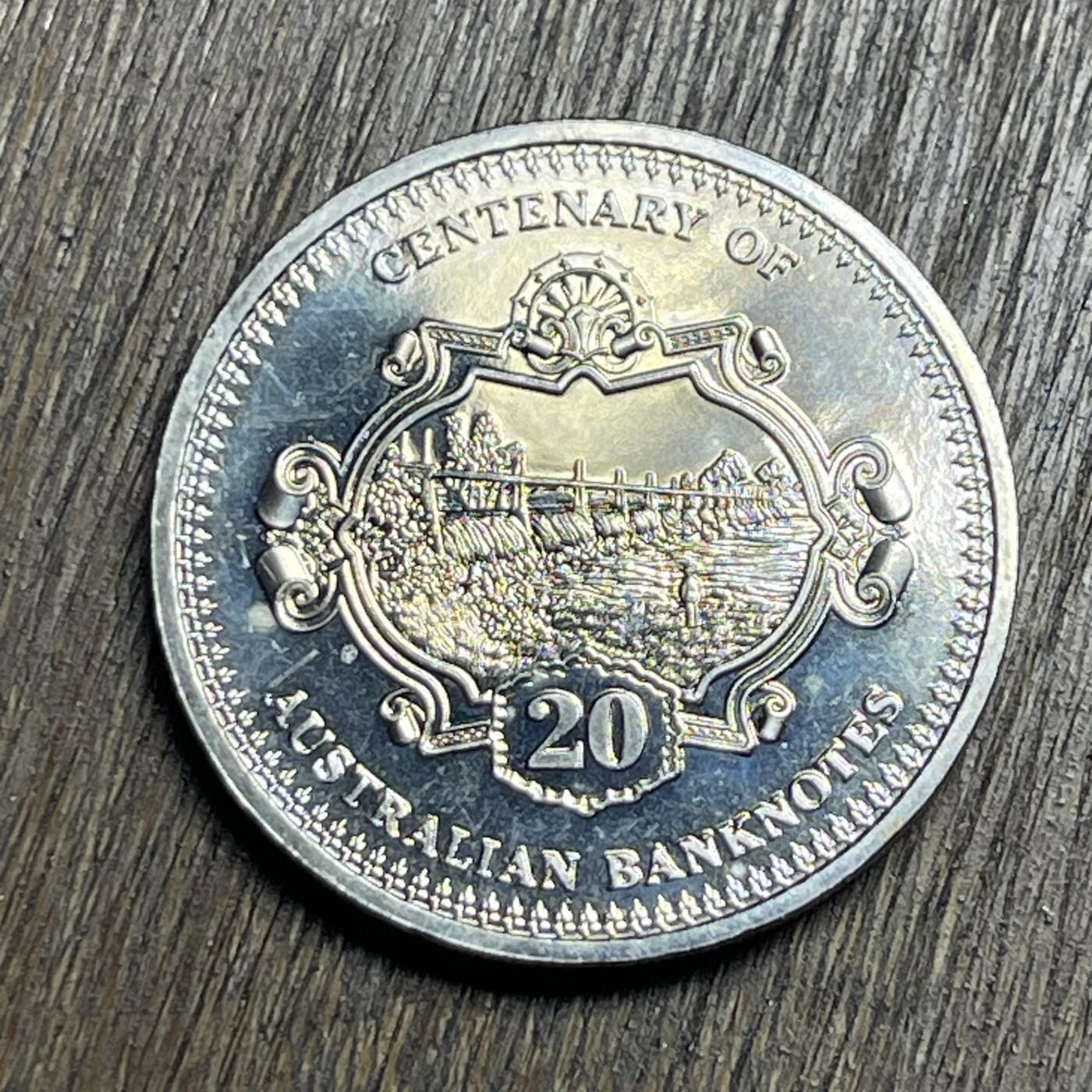 【本场4.12号发货】★第145加场★精品硬币 套币专场 不寄存，200包邮。不满200元，支付5元运费。《接受代拍 代送NGC评级》 36【无寄存】unc品相 2013年澳大利亚发行的“澳大利亚纸币发行百年”20分纪念币 镍币