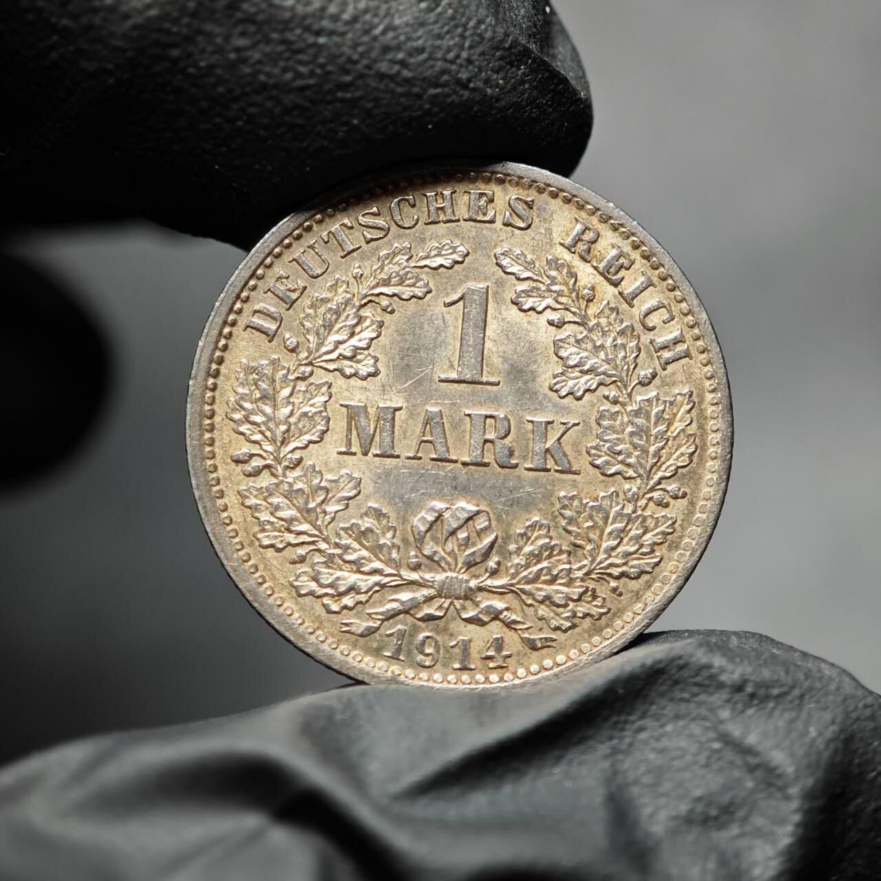 金瓯小拍第三期 古今币章 银价专场 德国1马克银币1914年 重5.6克 底板带转光 长翅鹰