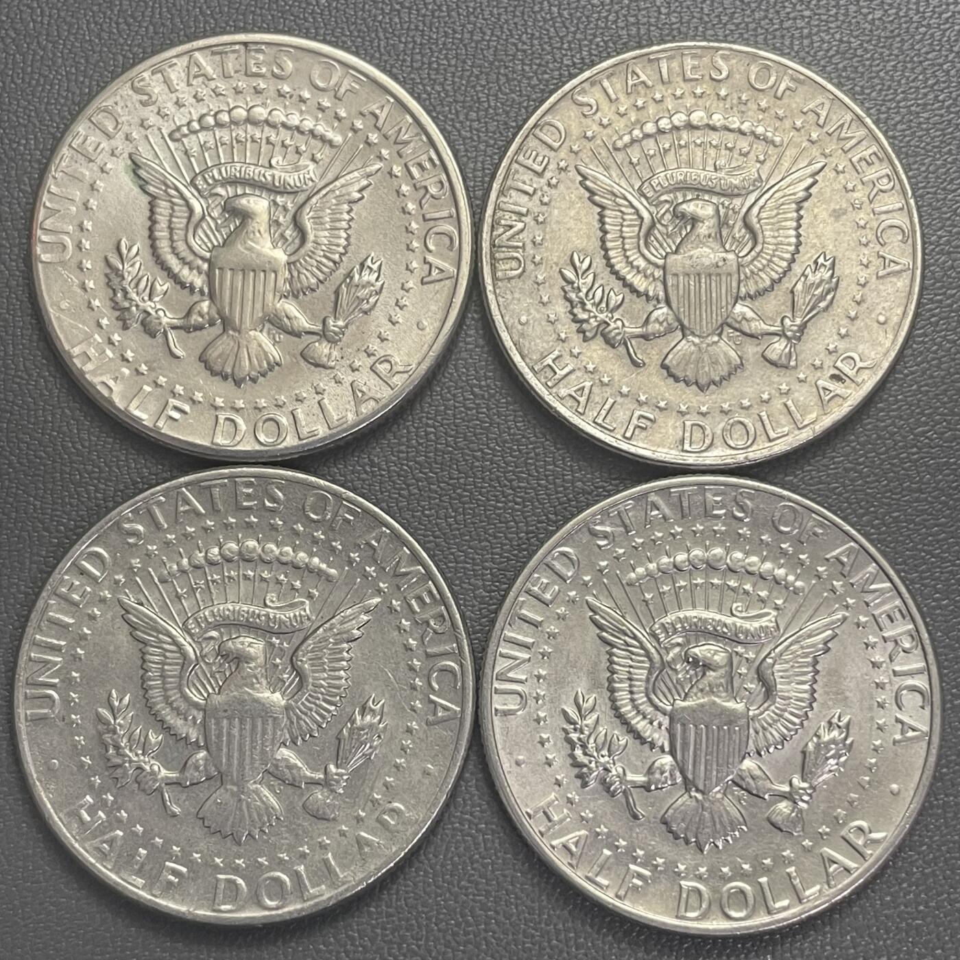 回流0201 美国1971-1974年肯尼迪总统半圆4枚