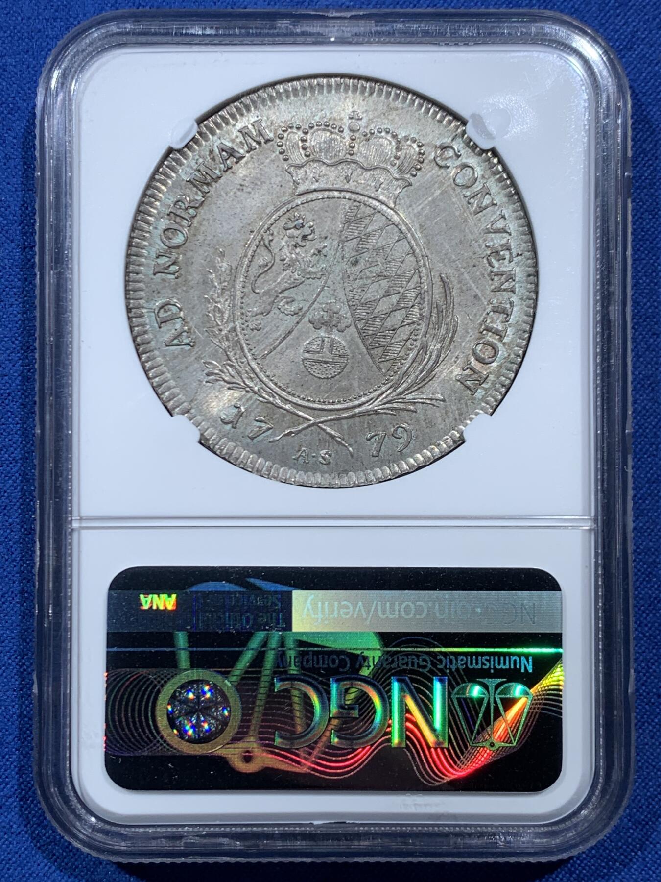 《竞宝斋》第462场 周日，周一，2场连拍 （全场包邮）欢迎送拍 唯一冠军分 NGC MS63 德国 1779年 巴伐利亚选侯国  查尔斯·西奥多 泰勒大银币 入手正当时