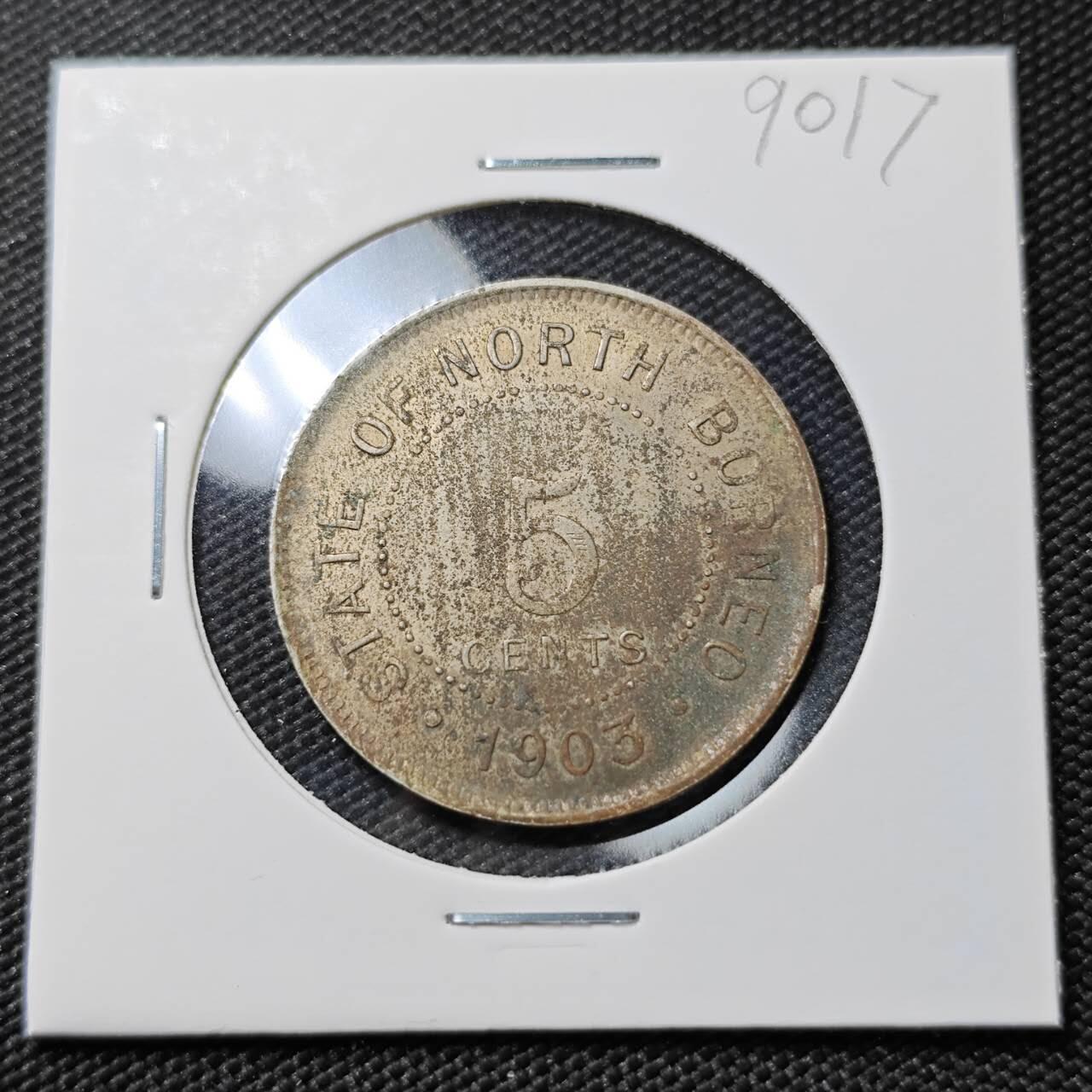 KK钱币收藏小铺  第390期  2月预留时间 周末发货  1903英属北婆罗洲5分镍币 深打