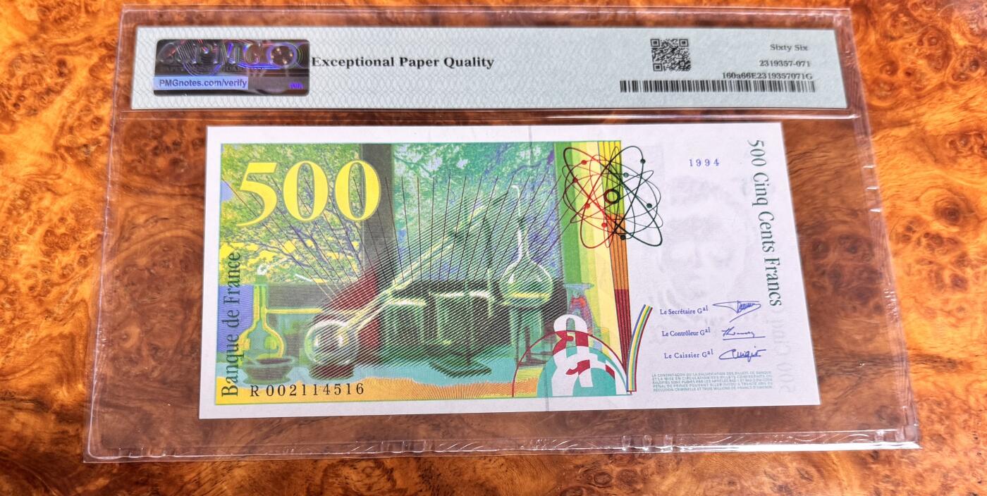 得物收藏 Chase Auction 第35期 - - 外钞、银元、民国钞和人民币混合场！持续更新中！ 1994年法国500法郎，PMG66！