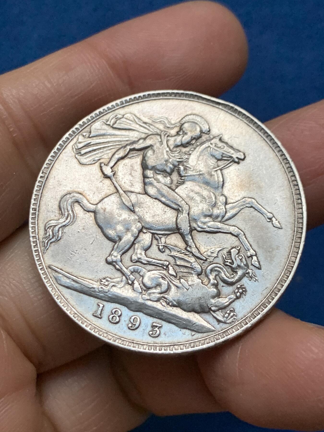 《竞宝斋》第462场 周日，周一，2场连拍 （全场包邮）欢迎送拍 英国1893年维多利亚披纱克朗