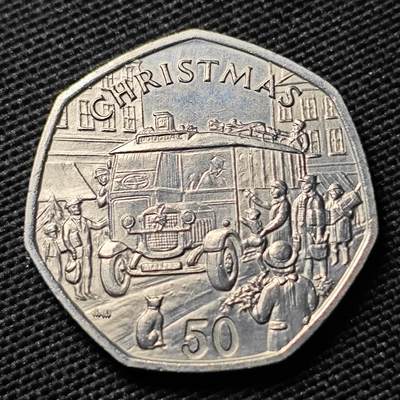 KK钱币收藏小铺  第400期  百期特拍（四拍之四）2月预留时间 周末发货 -  1987马恩岛50便士纪念币 圣诞节系列