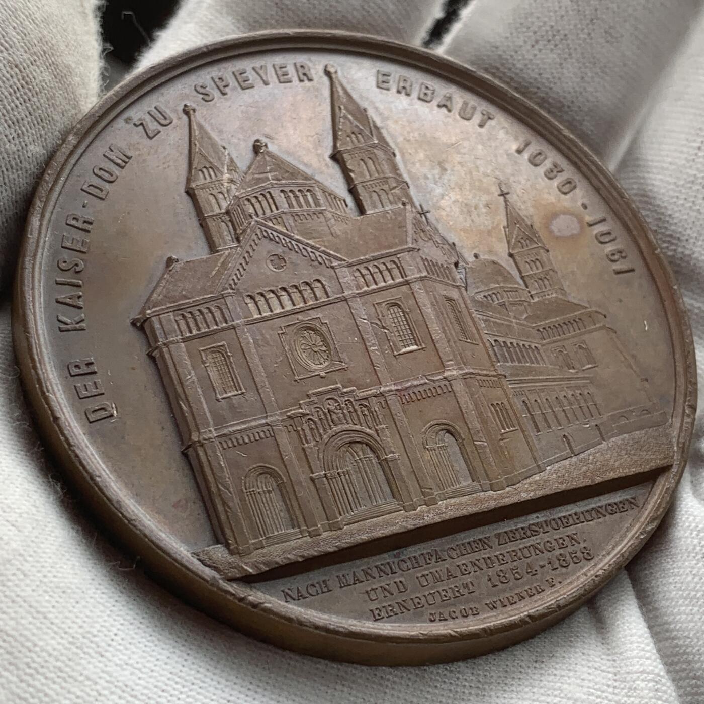 掌中浮雕-藏着的欧洲第051场 1863年德国施佩耶尔大教堂铜章，59mm，大师维纳作品