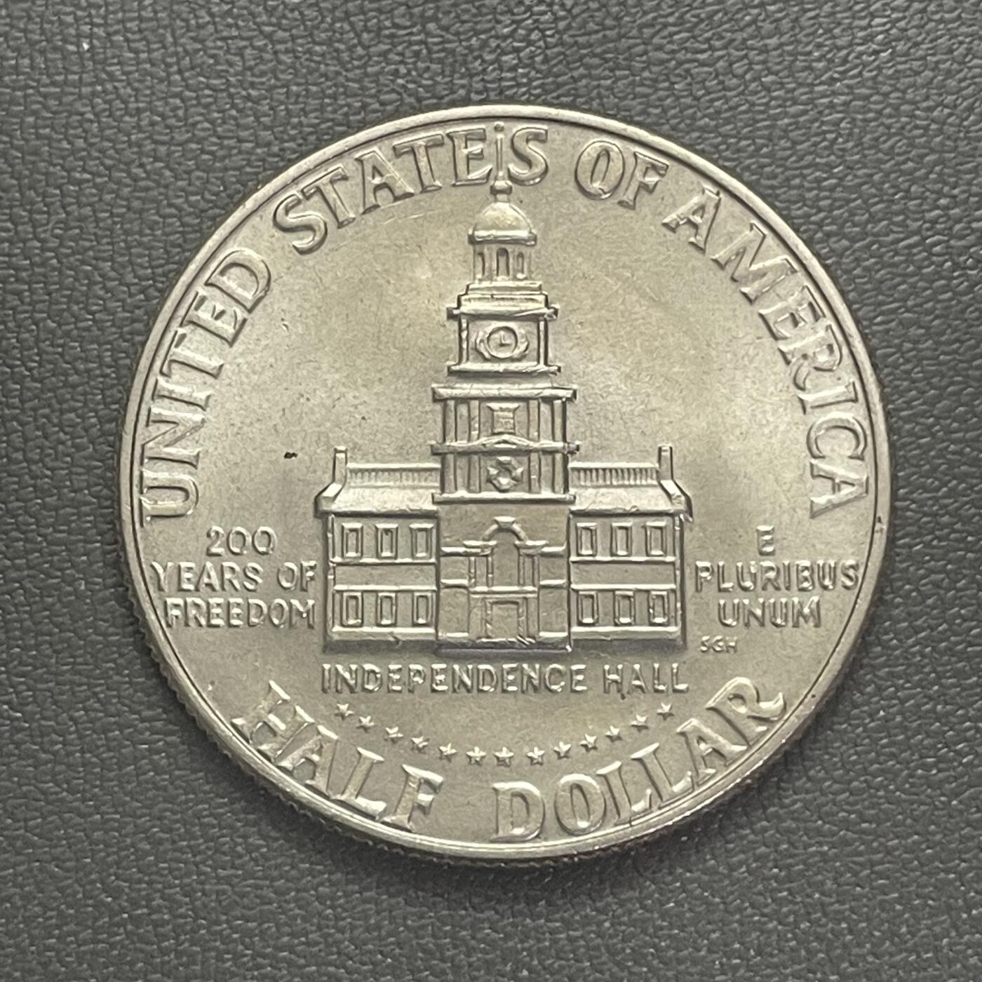 回流0201 美国1976年建国200周年纪念币 肯尼迪总统/费城独立厅
