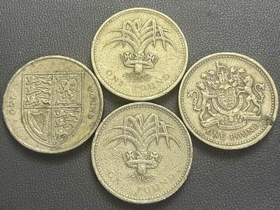 回流0201 - 英国1英镑加厚青铜币4枚