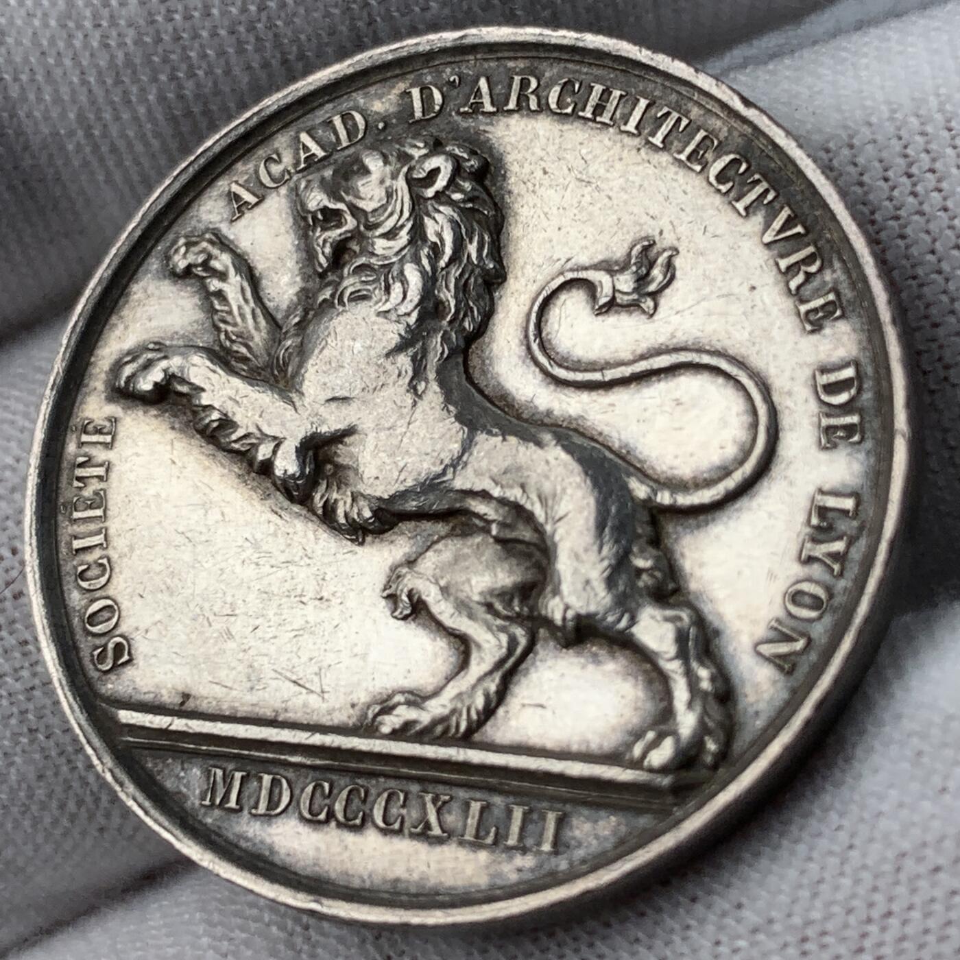 掌中浮雕-藏着的欧洲第051场 法国里昂建筑师协会银章，30mm，15.19g