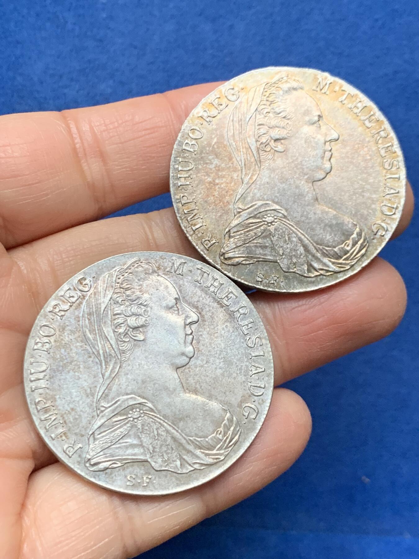 《竞宝斋》第462场 周日，周一，2场连拍 （全场包邮）欢迎送拍 两枚一组 1780后铸版大奶妈 带彩