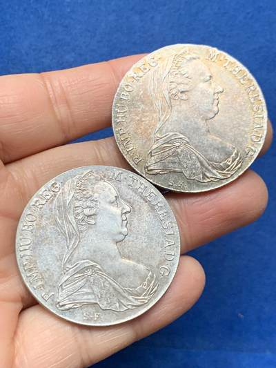 《竞宝斋》第462场 周日，周一，2场连拍 （全场包邮）欢迎送拍 - 两枚一组 1780后铸版大奶妈 带彩