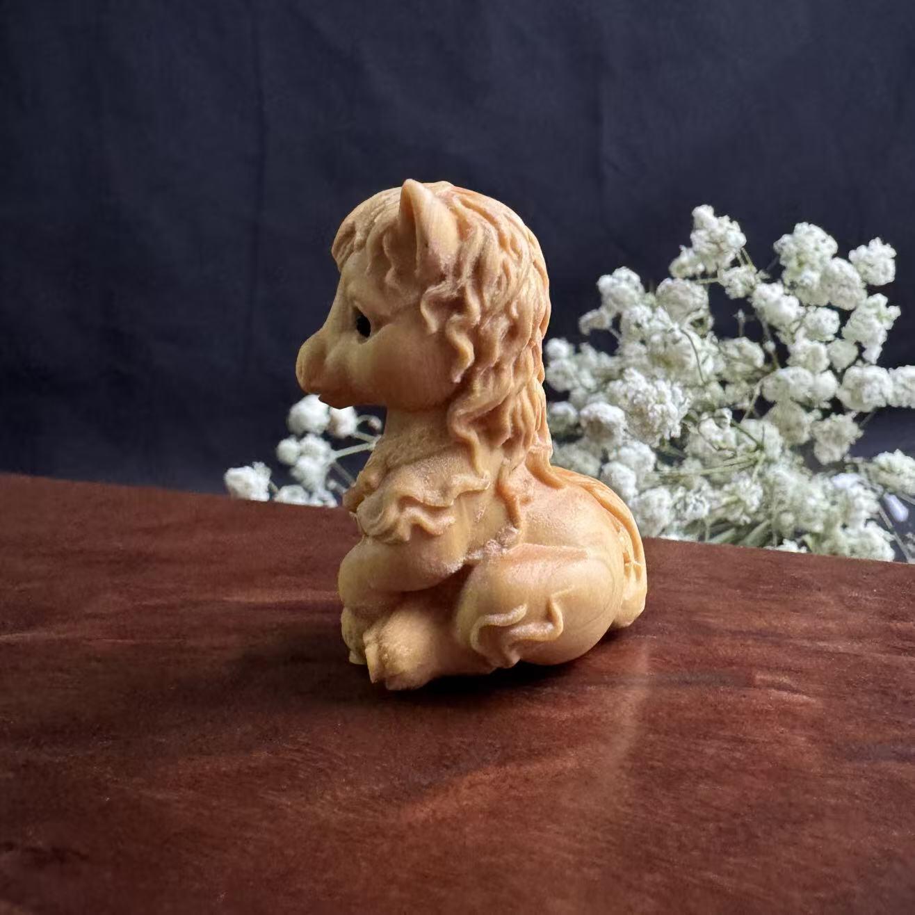 零元拍：2026马年，黄杨木雕12生肖之：萌马，高约：40MM。可爱不。