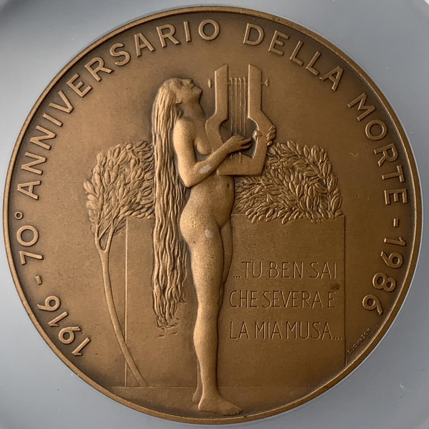 掌中浮雕-藏着的欧洲第051场 1986年意大利诗人奥林多逝世70周年铜章，55.2mm