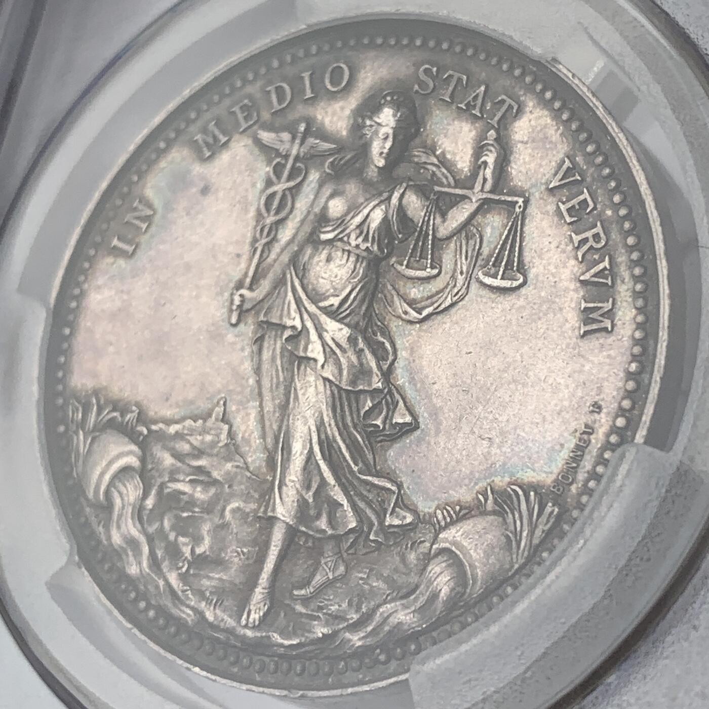 掌中浮雕-藏着的欧洲第051场  1866年法国商业女神银章 ，36mm