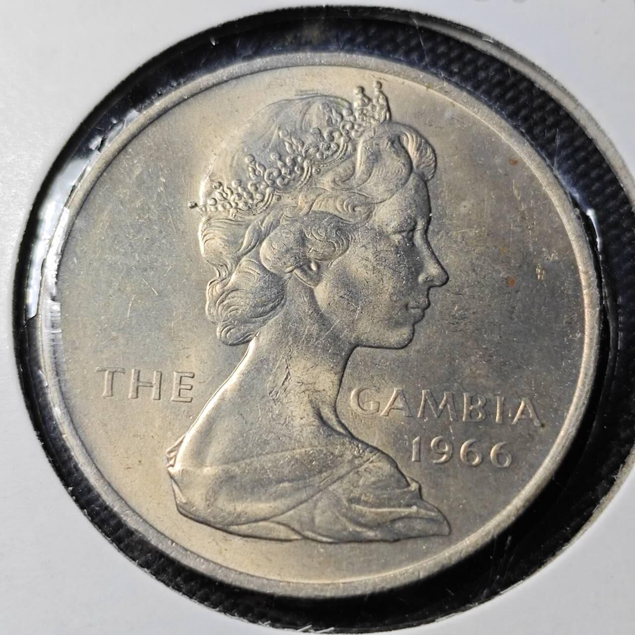 KK钱币收藏小铺  第400期  百期特拍（四拍之四）2月预留时间 周末发货  1966英属冈比亚4先令 好品