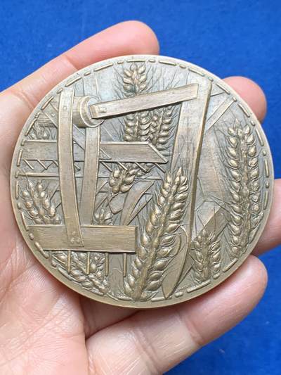 《竞宝斋》第462场 周日，周一，2场连拍 （全场包邮）欢迎送拍 - 法国农业大铜章 158.2克 67.5mm 丰饶角铜标